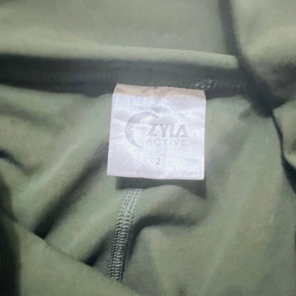 Zyia Active Side Striped High Rise Leggings Size 2 Green Cream - Picture 5 of 10